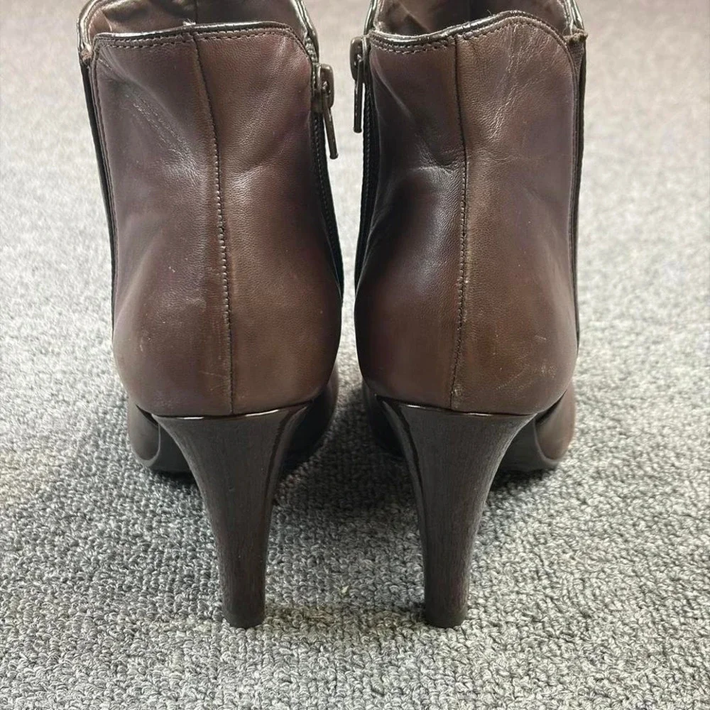 Gianni Bini Brown‎ Leather Side Zip Stiletto Heel Boots   Womens Size 7.5 M
